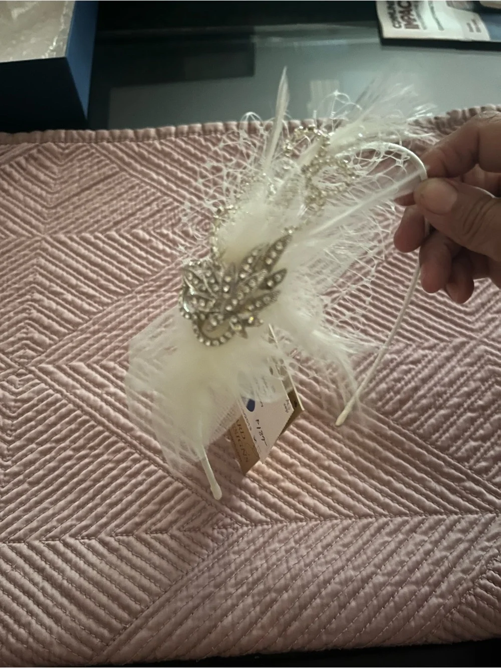 Ivory Tulle/Feather & Crystal Bridal Headband